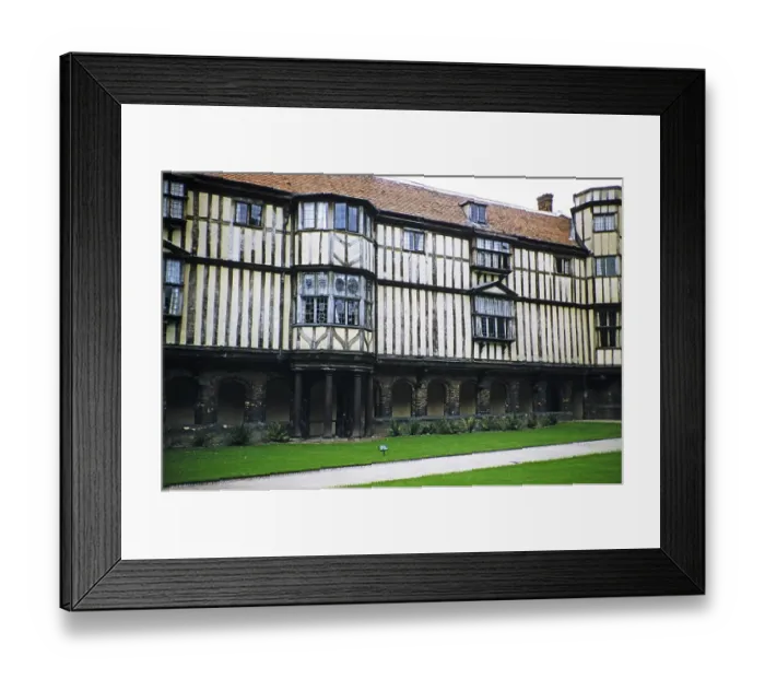 Framed Print : Medieval building of the Old Court in the cloisters of Queens College, University of Cambridge, Cambridge, England, UK October 1956