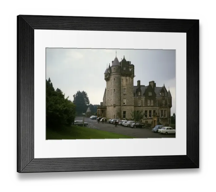 Framed Print : Parked cars at Belfast Castle, completed in 1870, historic Victorian building, Belfast, Northern Ireland, UK 1960s