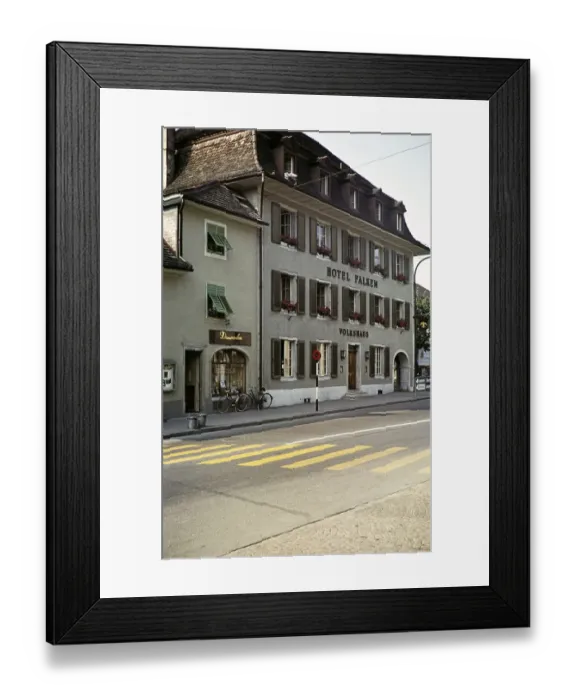 Framed Print : Historic buildings of the Hotel Falken Volkhaus, Solothurn, Switzerland, July 1959, Europe
