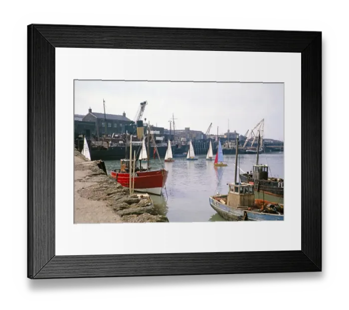Framed Print : Boats in the harbour, Folkestone, Kent, England, United Kingdom, early 1960s, Europe