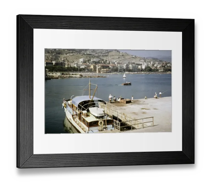 Framed Print : Boats in the harbour, Mediterranean Sea, Sanremo, San Remo, Imperia, Italy, July 1959, Europe
