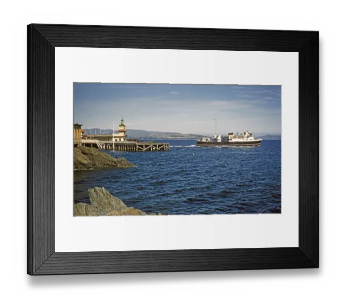 Framed Print : Vehicle ferry MV Cowal leaving the dock in Dunoon, Firth of Clyde, Argyll and Bute, Scotland, United Kingdom, early 1960s, Europe