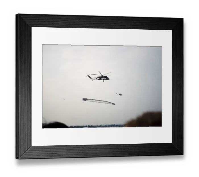 Framed Print : Westland Westminster helicopter with pontoon bridge, Farnborough Airshow, Hampshire, England, UK September 1959
