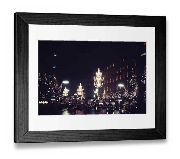 Framed Print : Christmas lights in the department stores Austin Reed, Regent Street, London, England, UK 1959