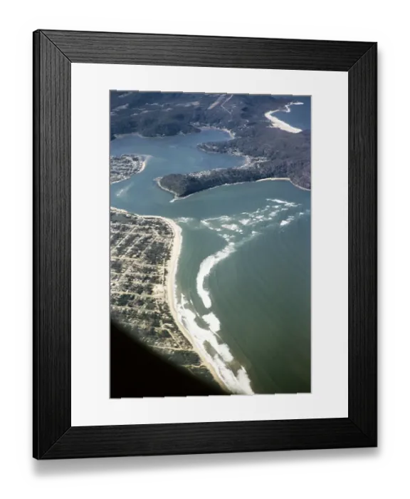 Framed Print : Oblique aerial view of the Brisbane Water estuary, Killlcare, NewsSouth Wales, Australia 1956