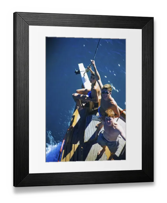Framed Print : Melbourne Grammar School expedition to Queensland, Australia, 1956 Boys on a sailing yacht thought to be the Whitsunday Islands, Oceania