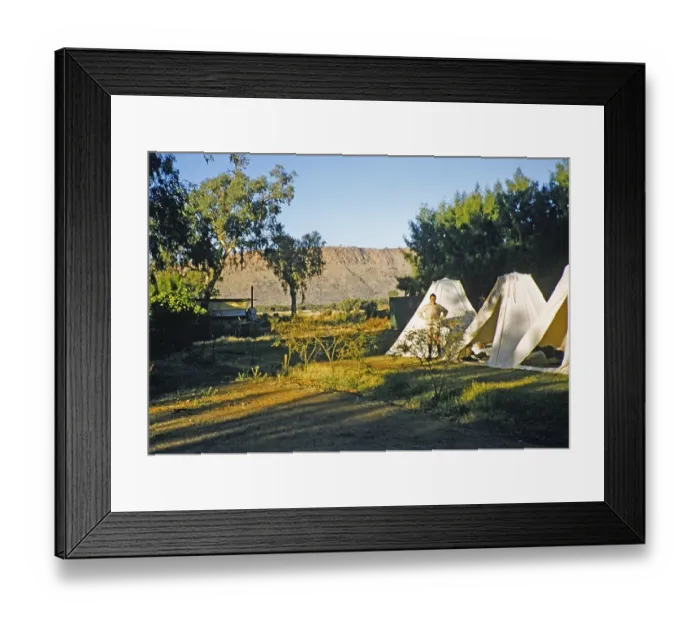 Framed Print : Expedition of the Melbourne Grammar School, Northern Territory, Australia 1956 Tents on the campsite of the Mount Gillen Hotel, Alice Springs
