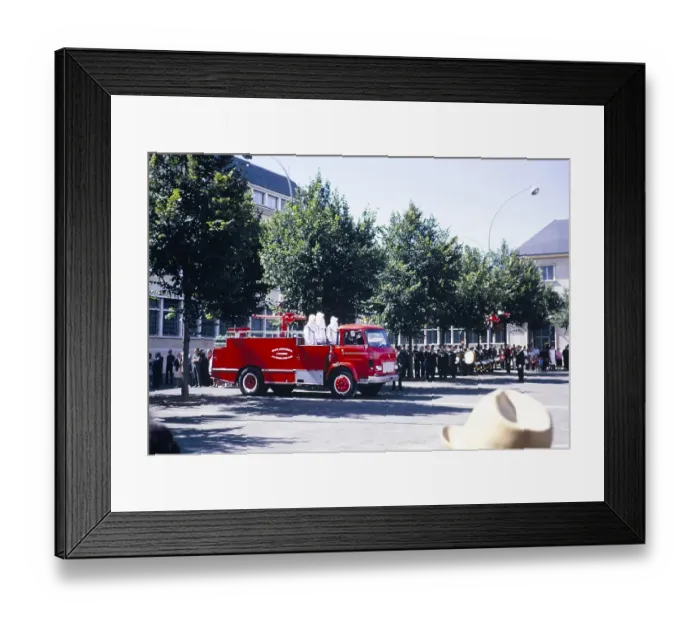 Framed Print : Fire brigade bands play on Bastille Day in Chartres, Eure et Loir, France, 14 July 1970, Europe