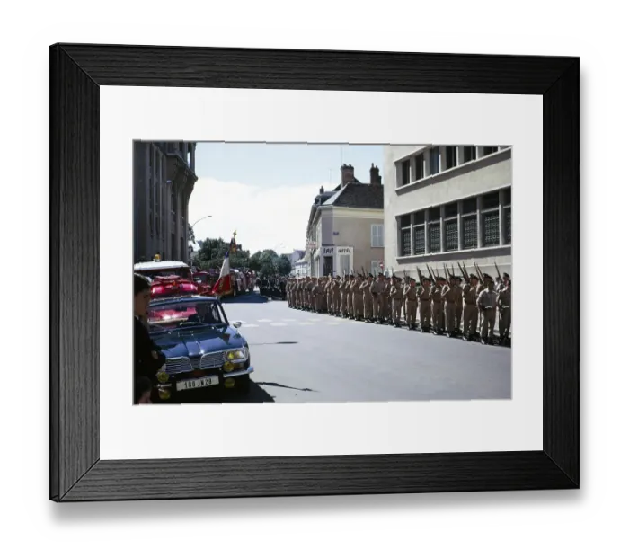 Framed Print : Military march on Bastille Day through the streets of Chartres, Eure et Loir, France, 14 July 1970, Europe