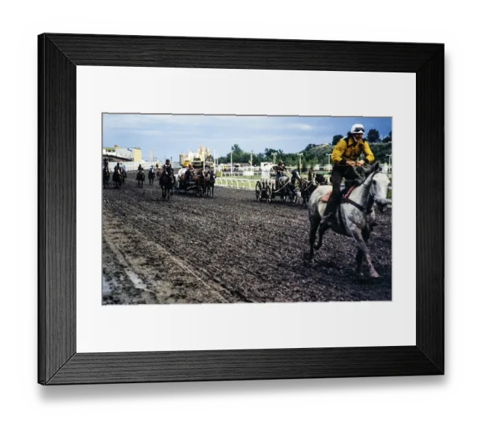 Framed Print : Calgary Exhibition and Stampede, Canada in the late 1970s or early 1980s Chuckwagon Race