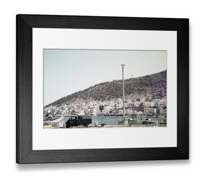 Framed Print : Fishing boats in the town harbour, Kos, Greece 1970s
