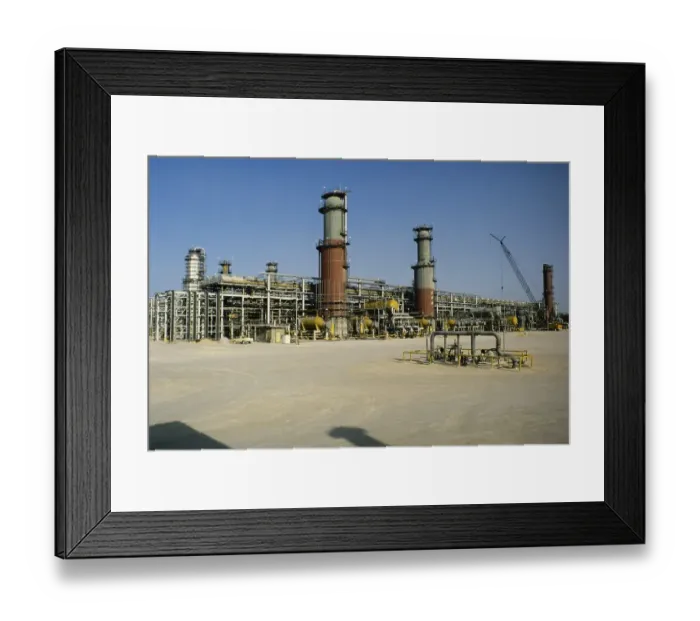 Framed Print : Oil industry in the Ras Tanura area, Saudi Arabia, refinery under construction 1979, Asia