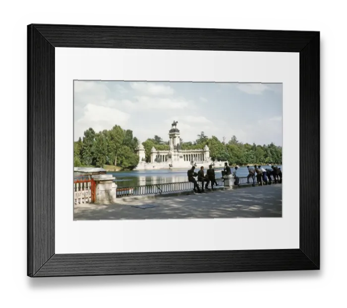Framed Print : Men at the boating lake in El Retiro Park, equestrian statue, monument to King Alfonso XII, Madrid, Spain 1959 Framed Print : Men at the boating lake in El Retiro Park, equestrian statue, monument to King Alfonso XII, Madrid, Spain 1959
