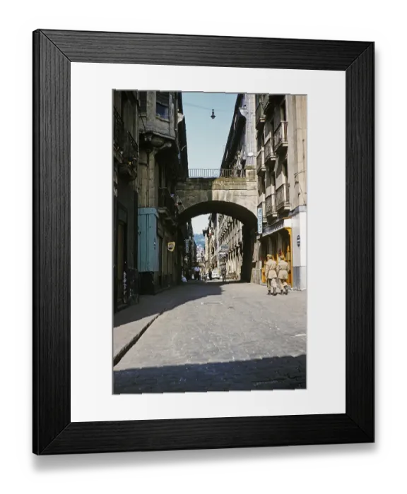 Framed Print : Soldiers walking along historic cobbled street in Old Town, Parte Vieja, San Sebastian, Donostia-San Sebastian, northern Spain 1959 Framed Print : Soldiers walking along historic cobbled street in Old Town, Parte Vieja, San Sebastian, Donostia-San Sebastian, northern Spain 1959