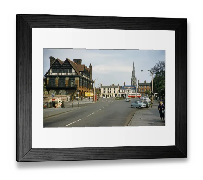 Framed Print : Ossington Coffee Palace building on the left, built in 1882 as a temperance hotel, Beastmarket Hill or Beast Market Hill, Newark on Trent, Nottinghamshire, England, United Kingdom, early 1960s, Europe