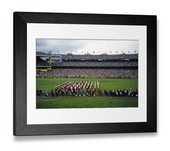 Framed Print : Marching band at the closing ceremony of the Summer Olympics, Melbourne Australia, 1956