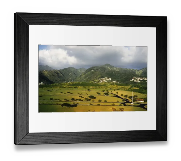 Framed Print : Roads for a theme park with the mountains of the Lamb Range in the background, suburb of Worree, Cairns, Queensland, Australia 1956 now Ingenia Holidays Cairns Coconut