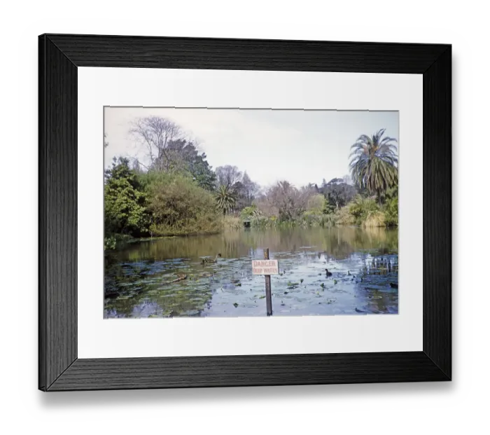 Framed Print : Sign Danger in deep water at the lake in the Royal Botanic Gardens Victoria, Melbourne, Victoria, Australia, 1956, Oceania Framed Print : Sign Danger in deep water at the lake in the Royal Botanic Gardens Victoria, Melbourne, Victoria, Australia, 1956, Oceania