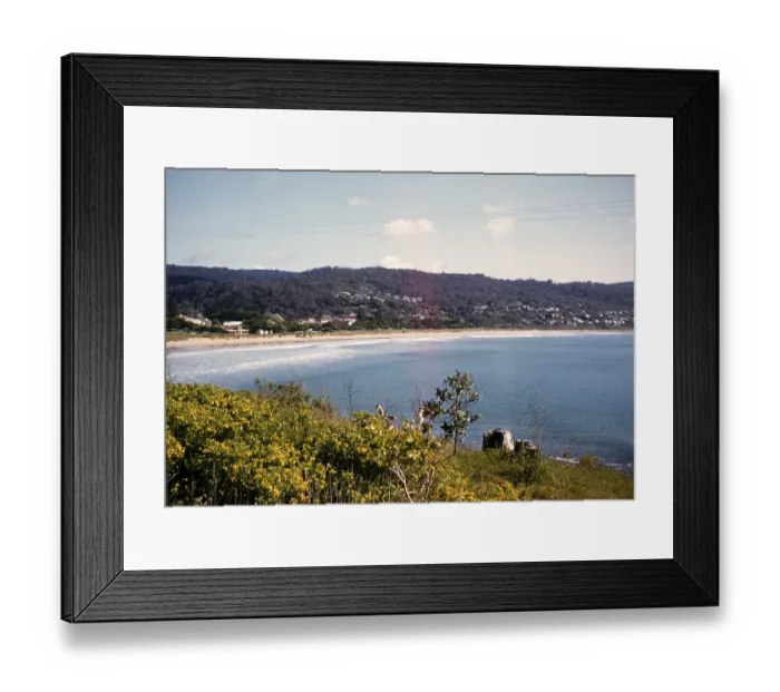 Framed Print : Village houses in a sandy bay with a calm sea, Apollo Bay, Victoria, Australia, 1956, Oceania