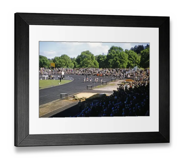Framed Print : Melbourne, Victoria, Australia, 1956 School sports event in the stadium with athletics track Olympic Park Stadium, Oceania