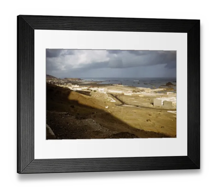 Framed Print : View of harbour facilities and ships in the harbour, Aden, Yemen, 1956, Asia