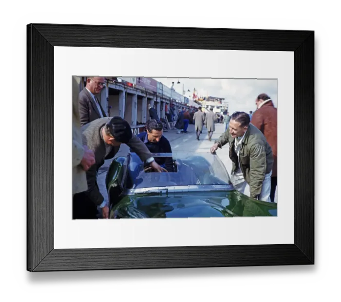 Framed Print : Nuerburgring race track 1000 Kilometres 28 May 1961, Bill de Selincourt at rear Lola Mk.1 car