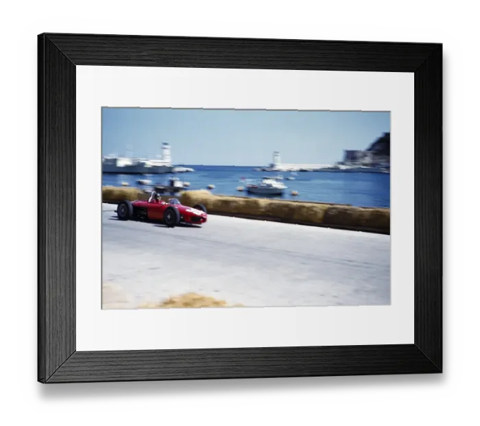 Framed Print : Formula 1 race Monaco Grand Prix 1961 Richie Ginther in the Ferrari 156 F1 with shark nose after the chicane