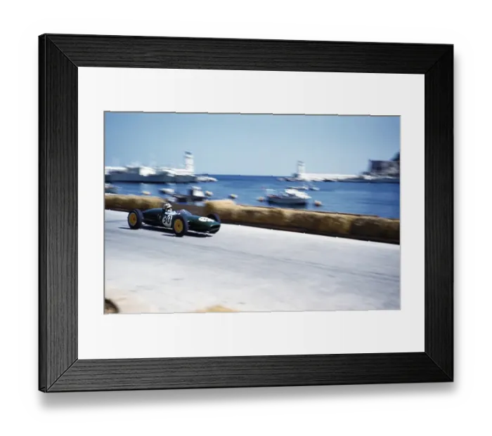 Framed Print : Formula 1 Monaco Grand Prix 1961 Innes Ireland in the Lotus Climax after the chicane