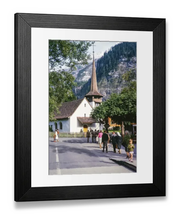 Framed Print : People walking towards the building of the Reformed Church in the village of Kanderstag, Bernese Oberland region, Switzerland, Europe 1963 Evangelical Reformed Church Kandersteg, Europe Framed Print : People walking towards the building of the Reformed Church in the village of Kanderstag, Bernese Oberland region, Switzerland, Europe 1963 Evangelical Reformed Church Kandersteg, Europe
