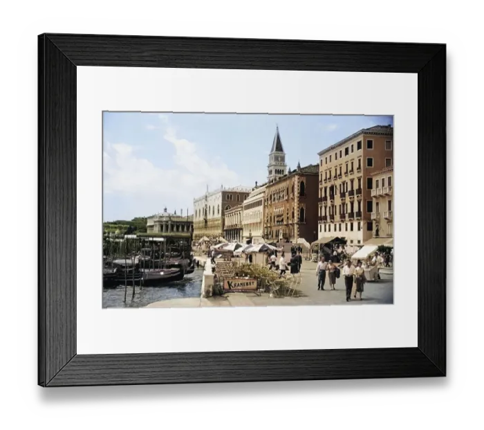 Framed Print : Historic buildings view to Doge's palace, Riva degli Schiavoni, Venice, Italy, Europe 1956 colourised image from Ektachrome slide, Europe