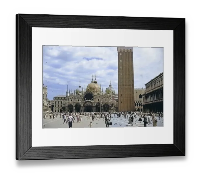 Framed Print : St Mark's Square, Piazza san Marco, Venice, Italy, Europe 1956 colourised image from Ektachrome slide, Europe