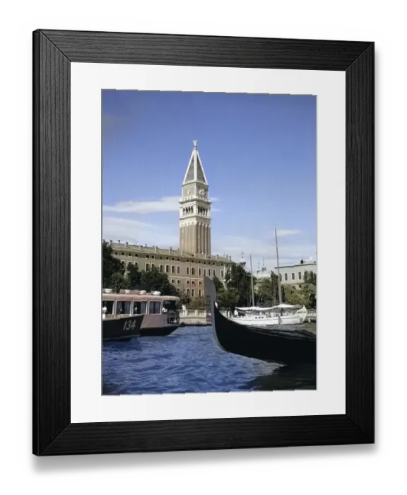 Framed Print : St Mark's Campanile bell tower, Campanile di San Marco, Venice, Italy, Europe 1956 colourised image from Ektachrome slide, Europe Framed Print : St Mark's Campanile bell tower, Campanile di San Marco, Venice, Italy, Europe 1956 colourised image from Ektachrome slide, Europe