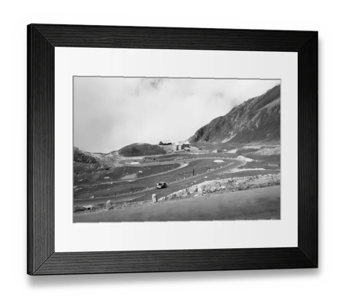 Framed Print : Broken down car Grossglockner High Alpine Road, Wilfried-Haslauer-Haus or Haus Alpine Naturschau, Hohe Tauern National Park, Salzburger Land, Austria, Europe 1956, Europe