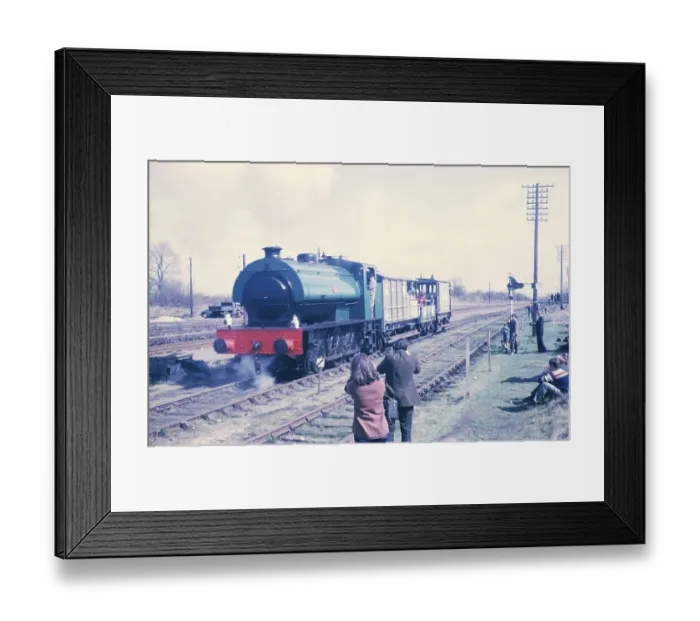 Framed Print : Juno Austerity Saddle Tank steam engine 0-6-0ST 3850 railway locomotive built 1958, Hunslet Engine Co, Buckinghamshire Railway Centre, England, UK 1971