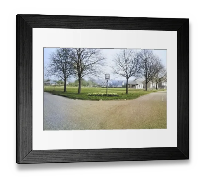 Framed Print : Village green and sign, Tatsfield, Surrey, England, UK 1957