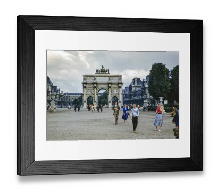 Framed Print : People walking around the Arc de Triomphe du Carrousel, Paris, France 1956 Framed Print : People walking around the Arc de Triomphe du Carrousel, Paris, France 1956