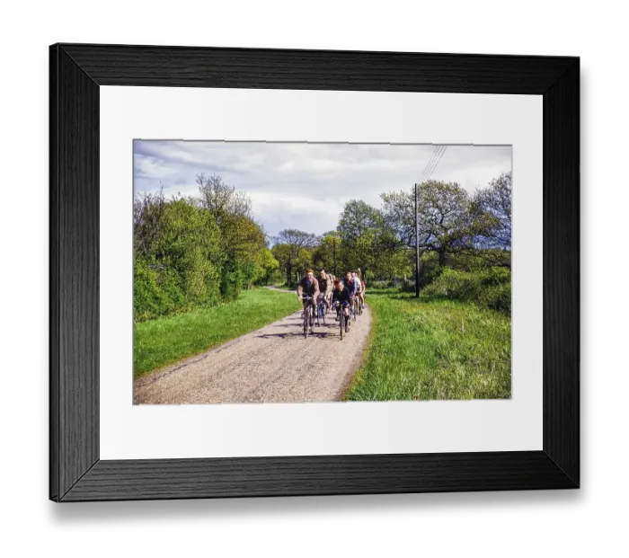 Framed Print : Group of cyclists on a country road, probably in Kent, England, UK 1956 Framed Print : Group of cyclists on a country road, probably in Kent, England, UK 1956
