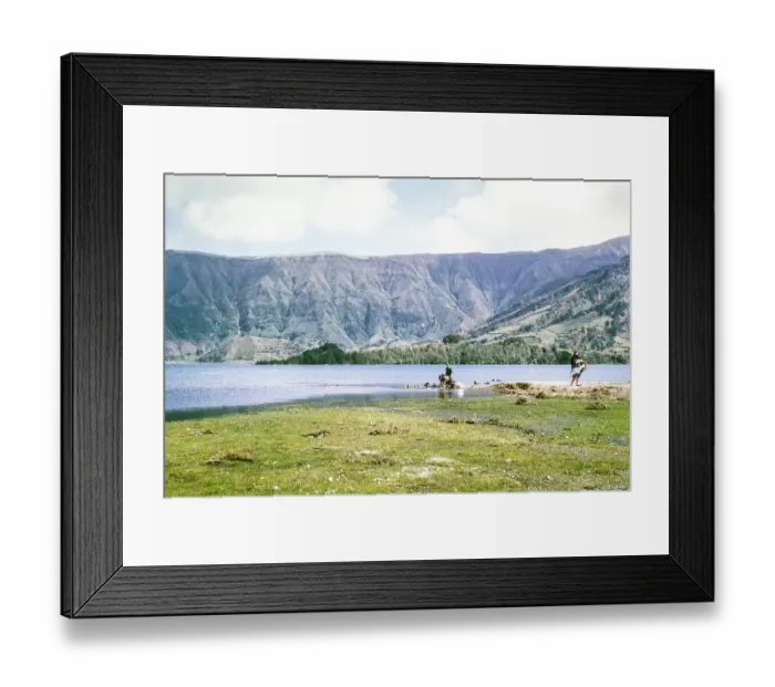 Framed Print : Laundry washing worm Lagoa Azul, blue lake, Lagoa das Sete Cidades, Sao Miguel Island, Azores, Portugal, April 1964, Europe