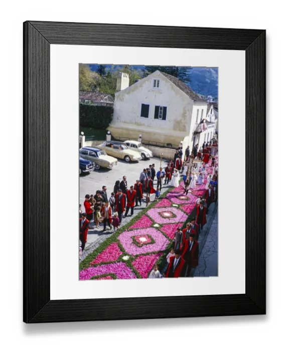 Framed Print : Street religious procession, Procissao de Senhor de Infernos, Furnas, Sao Miguel Island, Azores, Portugal, April 1964, Europe