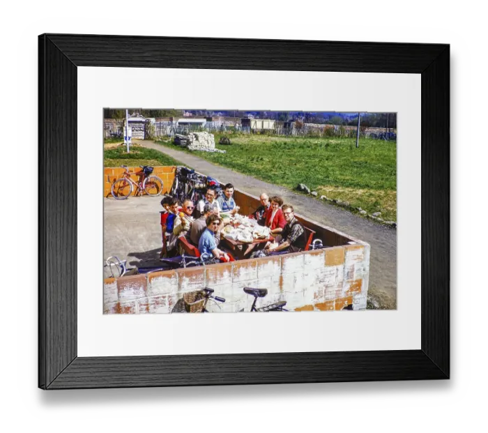 Framed Print : Group of club cyclists of mixed ages, men and women, having a picnic, probably Kent, England, UK 1956 Framed Print : Group of club cyclists of mixed ages, men and women, having a picnic, probably Kent, England, UK 1956