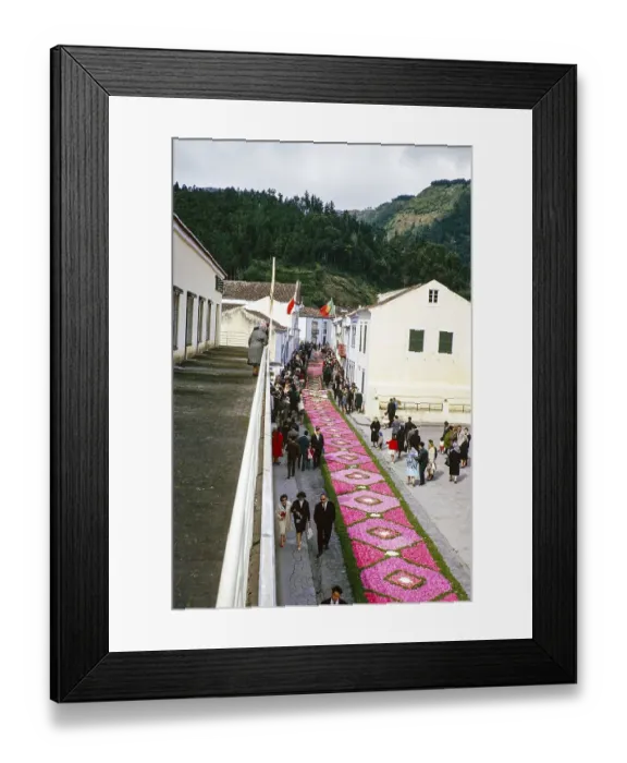 Framed Print : Street religious procession, Procissao de Senhor de Infernos, Furnas, Sao Miguel Island, Azores, Portugal, April 1964, Europe