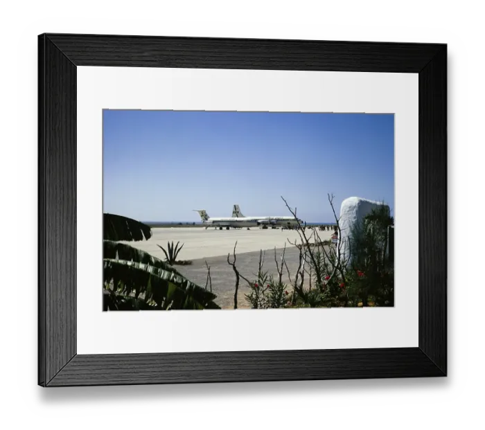 Framed Print : BUA British United Aiways BAC 1 11 and Bristol Brittania aircraft at the airport, Ibiza, Balearic Islands, Spain 1967