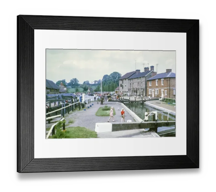 Framed Print : Grand Union Canal, Stoke Bruerne, Northamptonshire, England, UK 1971