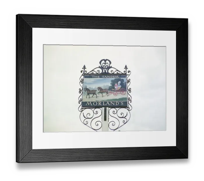 Framed Print : Pub sign for The Tandem Morland's brewery public house, location unknown, England, UK 1956 Framed Print : Pub sign for The Tandem Morland's brewery public house, location unknown, England, UK 1956