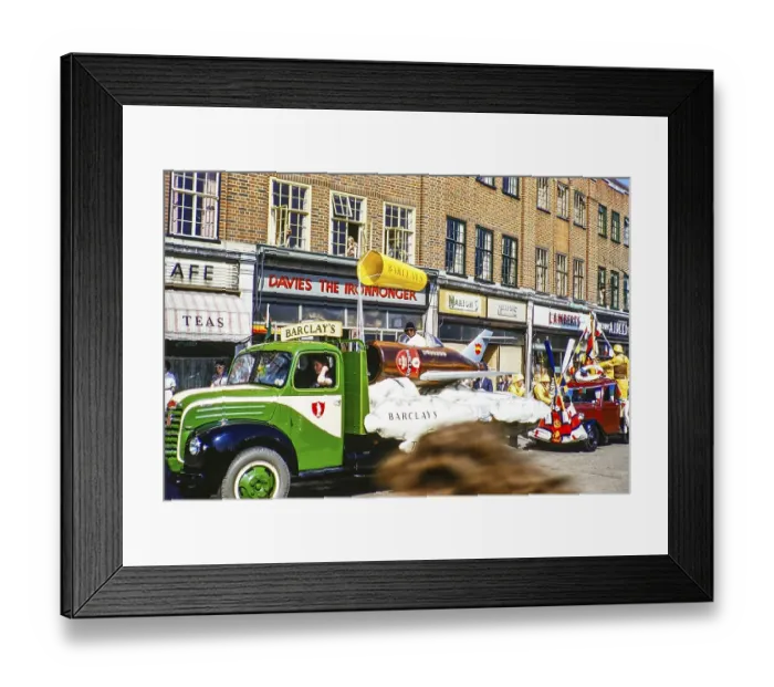 Framed Print : Carnival float on the Carlton Parade, Orpington, Bromley, Greater London formerly Kent, England, UK 1950 1955 Framed Print : Carnival float on the Carlton Parade, Orpington, Bromley, Greater London formerly Kent, England, UK 1950 1955