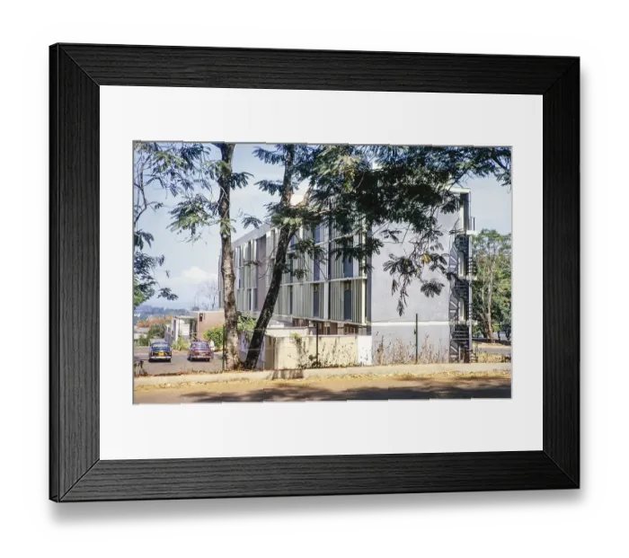 Framed Print : Modern architecture 1960s building offices or residential flats, Freetown, Sierra Leone, west Africa 1963, Africa
