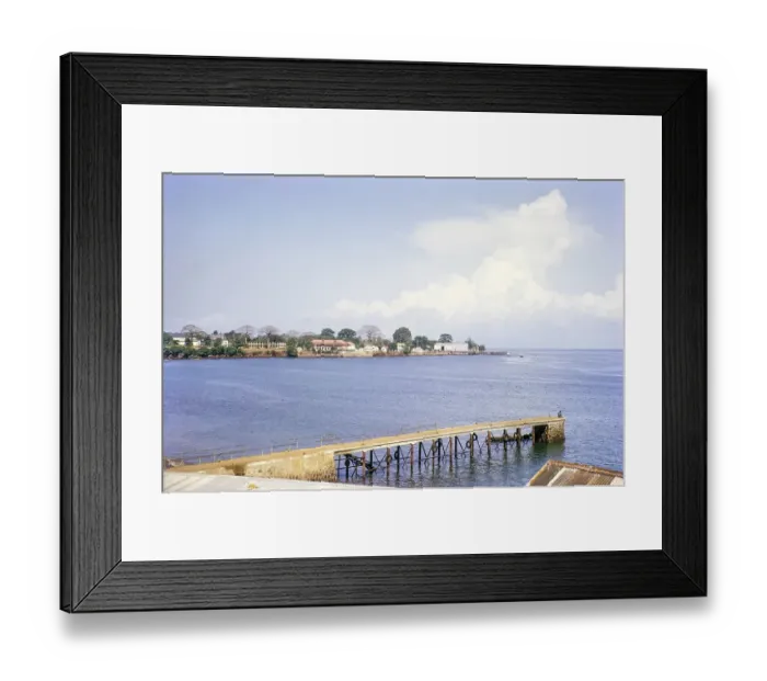 Framed Print : Coastal view with jetty Freetown, Sierra Leone, West Africa 1963, Africa