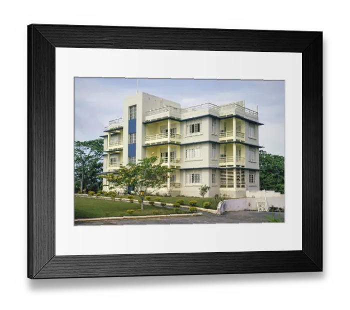 Framed Print : Modern residential building from the 1960s, Ghana, West Africa 1963, Africa