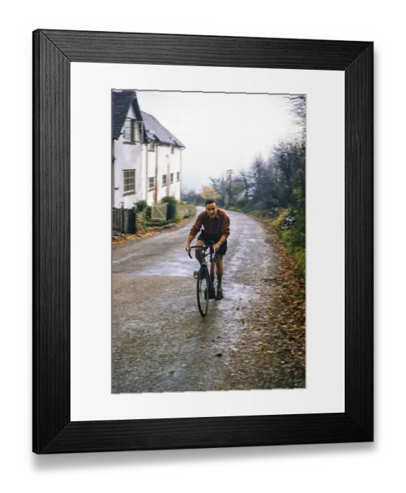 Framed Print : Man cycling uphill, cycling club ride in Kent, England, UK 1956 Framed Print : Man cycling uphill, cycling club ride in Kent, England, UK 1956