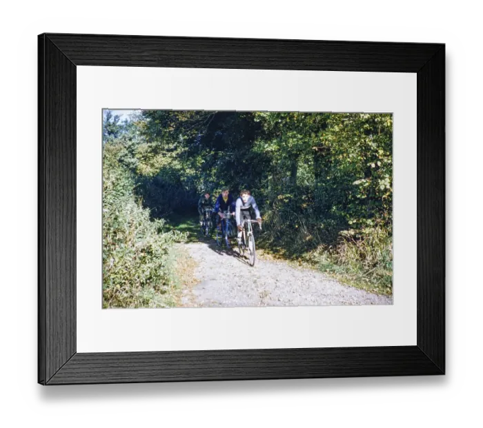 Framed Print : Young men in a cycling club riding on a country lane, Kent, England, UK 1956